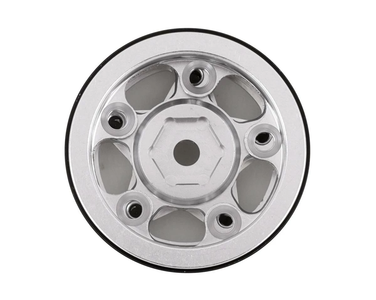 YEAH RACING SCX24 1.0" Aluminum 5 Spoke Slotted Beadlock Wheels (Silver) (4) - Image 2